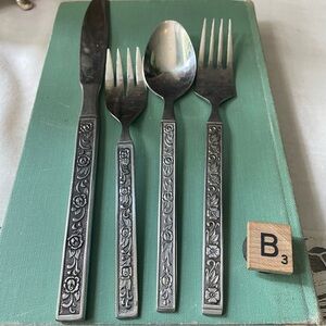 Vintage MCM floral pattern stainless flatware  replacements